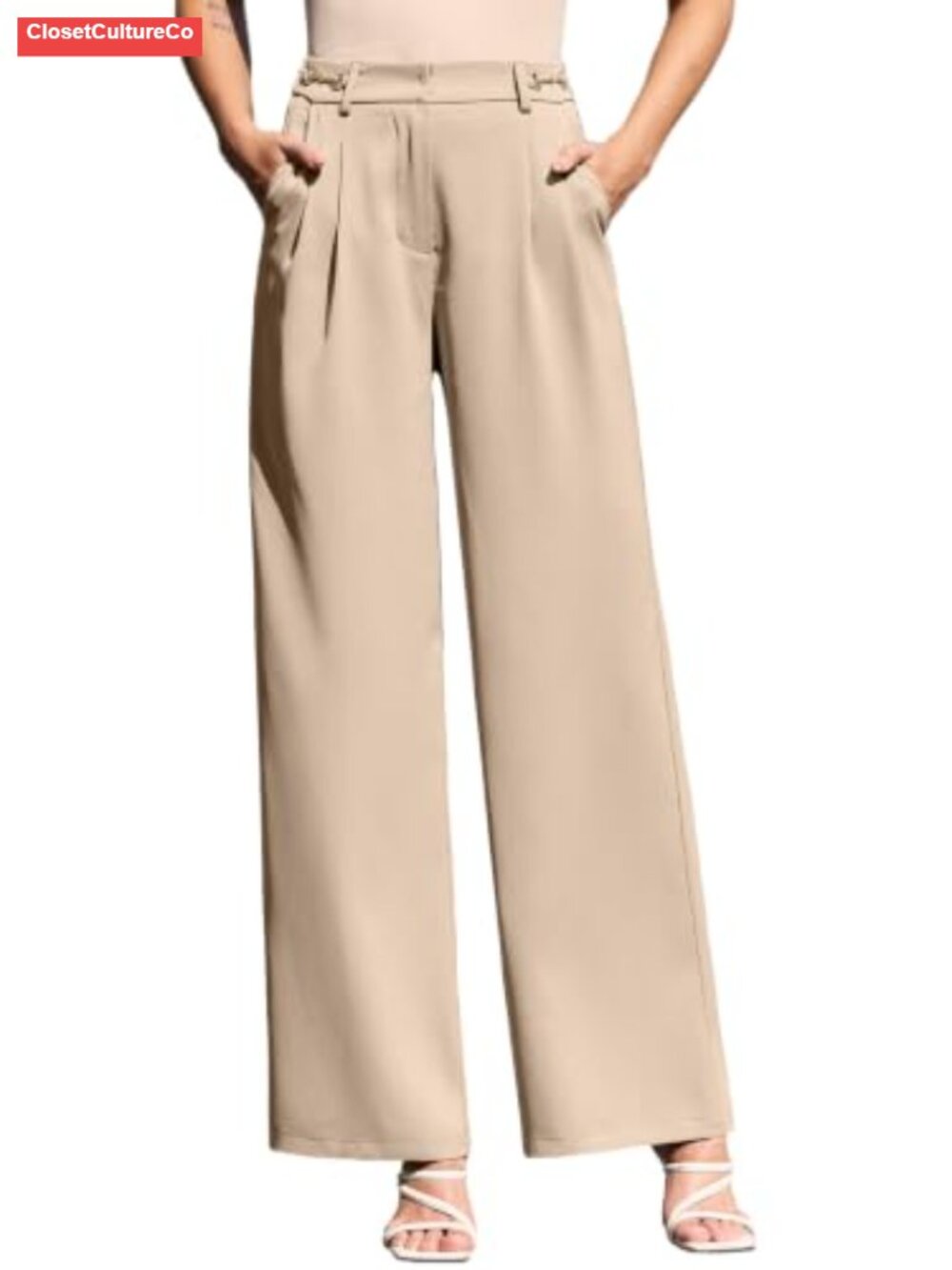 Wide Leg Dress Pants High Waist Pleated Suit Palazzo Trousers